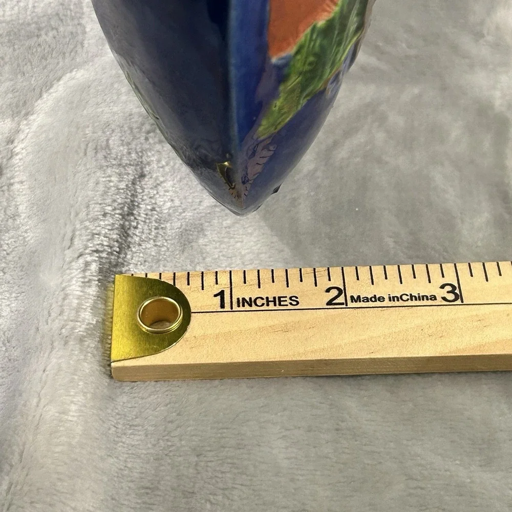 Vintage Japanese Banko Ware‎ Moon Vase Hanging Planter Crane Tree Motif